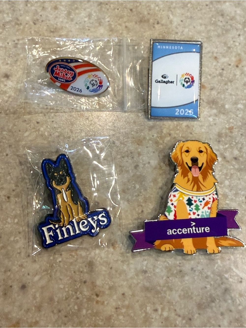 Accenture Golden Retriever Pin + Finley's and Event Pins - Multi Color